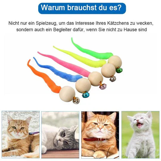 Interactive cat toy with wagging tail and bell for feline enrichment & exercise.