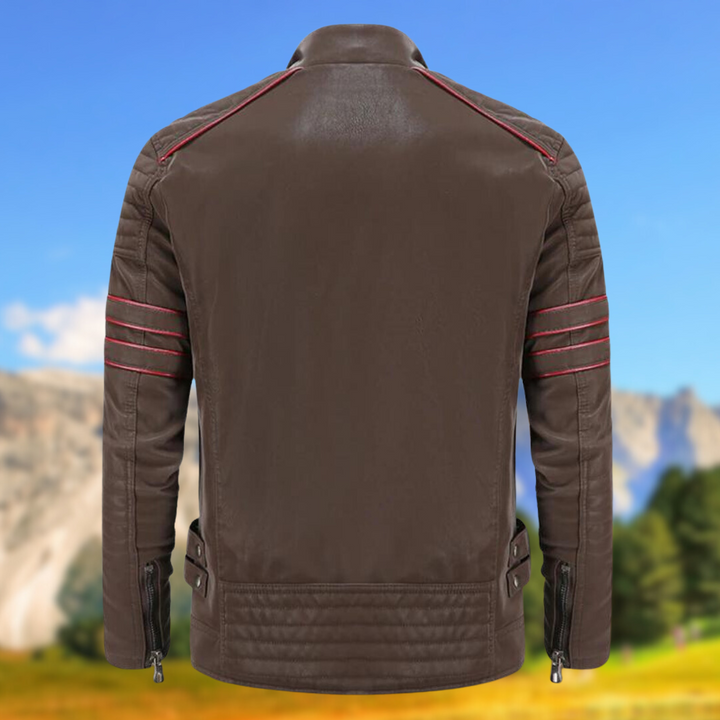 Durable men's casual slim-fit jacket, perfect for versatile outerwear, featuring stylish accent stripes.
