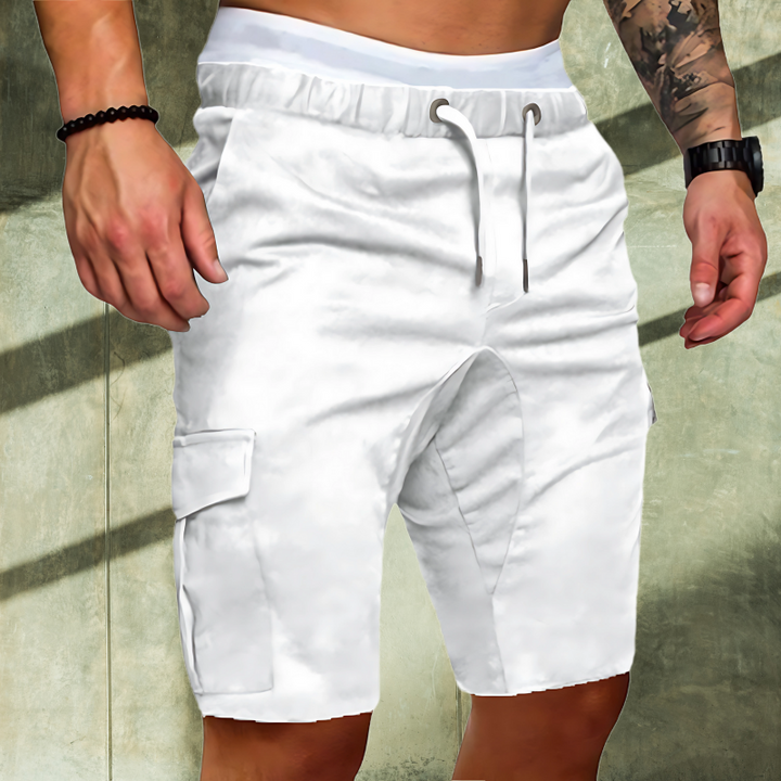 Utility men's cargo shorts with multiple pockets, great for outdoor activities and travel.