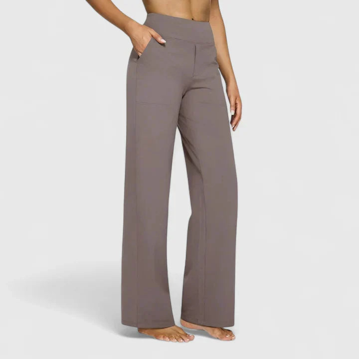 Elegant women's straight leg trousers, comfortable & stylish for versatile work or casual fashion.