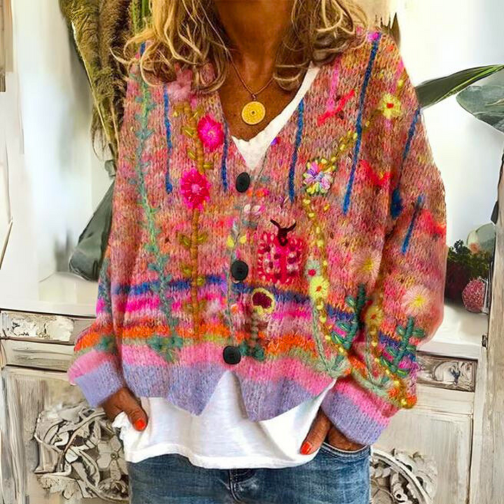 Comfortable women's colorful long sleeve sweater. Ideal cozy top for casual wear & everyday style.