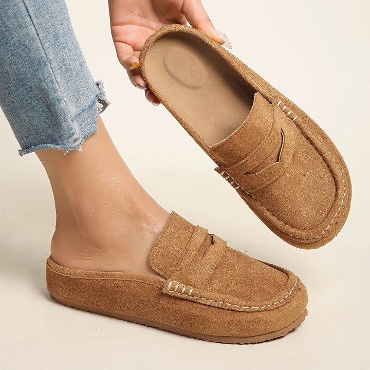 Comfortable Women's Rhianna flat loafers. Classic slip-on moccasin design, ideal for walking and everyday wear.