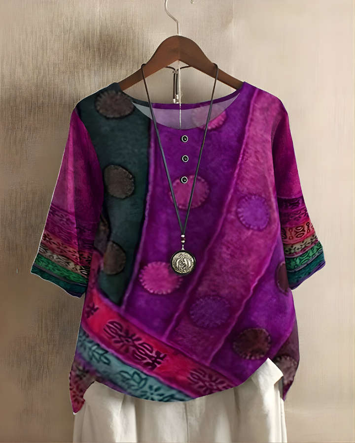 Relaxed fit boho style top for women, ideal for warm weather fashion.