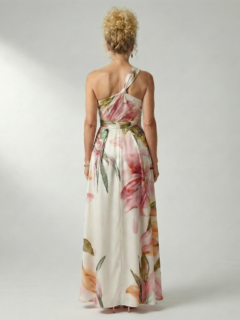 Flowing floral halter maxi dress for women. Comfortable, stylish, & perfect for spring/summer casual wear.