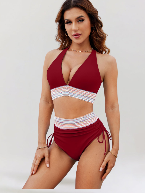 Flattering high-waist bikini set for women, offering tummy control and confident swimwear style.
