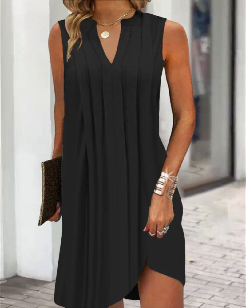 Sleeveless V-neck flowy dress for women, perfect comfortable summer wear.