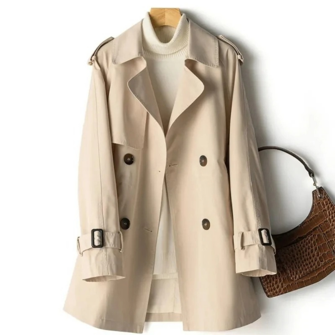 Elegant and comfortable women's trench coat. This stylish mid-length jacket is perfect fall & spring outerwear.