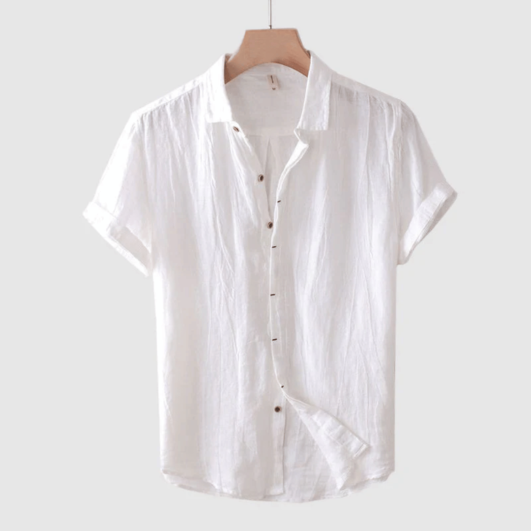 Flattering women's short sleeve shirt, a perfect summer top blending elegance with casual comfort.