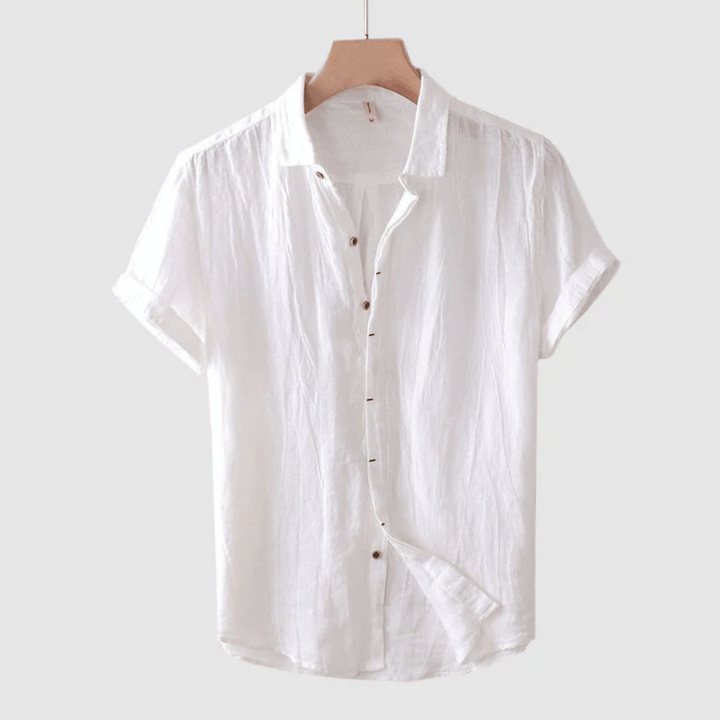 Flattering women's short sleeve shirt, a perfect summer top blending elegance with casual comfort.