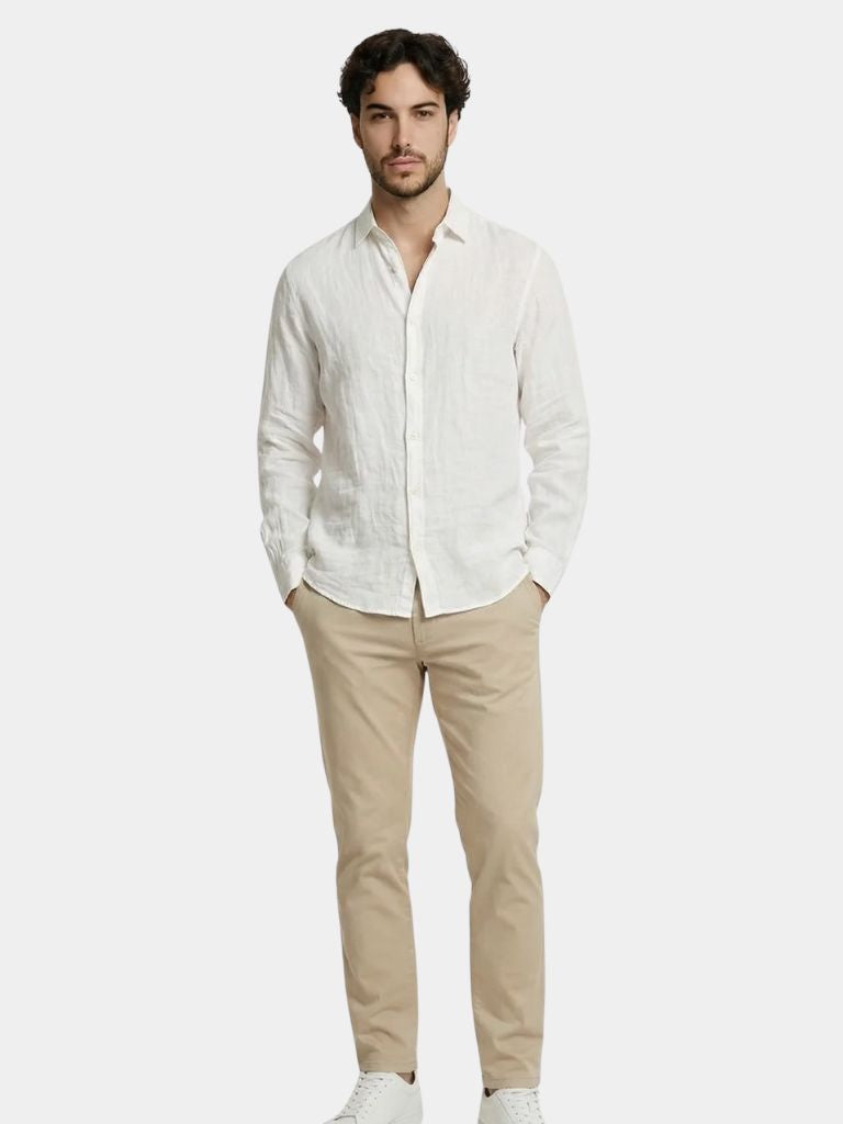 Lightweight men's summer long sleeve shirt, offering stylish comfort & a classic, versatile look.