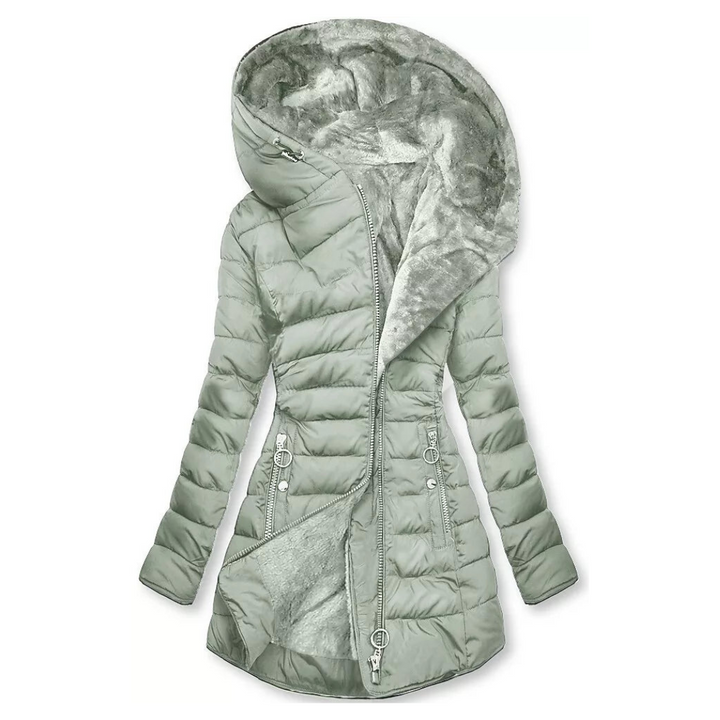 Women's outerwear: a versatile, stylish waterproof winter raincoat with a cozy hood for warmth.