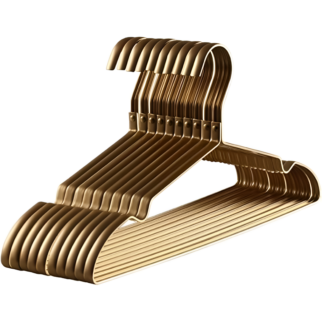 Durable anti-slip aluminium coat hangers. Space-saving design for wardrobe organization & elegant clothing storage.