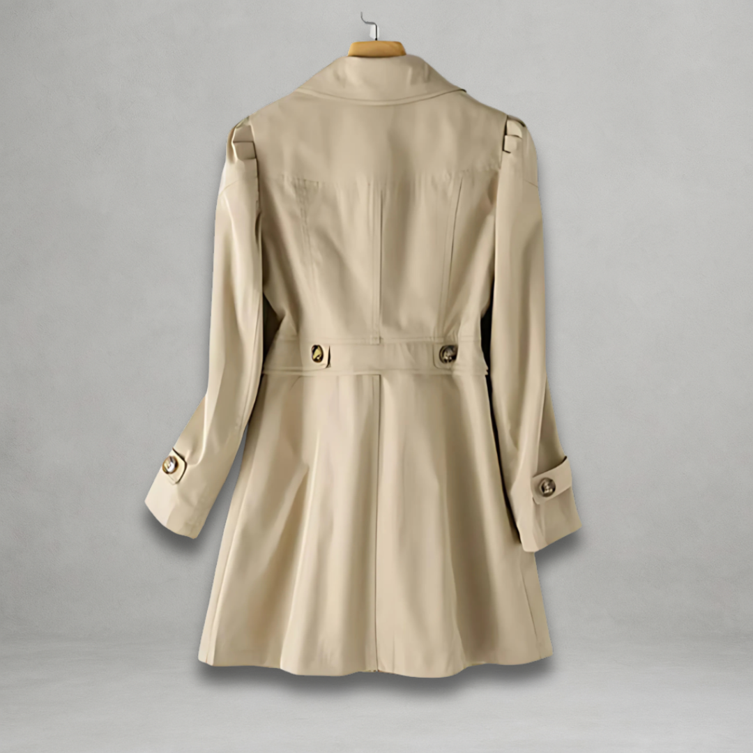 Chic women's spring trench coat worn casually, ideal as lightweight outerwear for versatile everyday style.