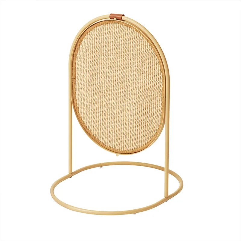 Grey modern cat scratching post with sisal. Durable pet accessory for active cats & stylish home interiors.