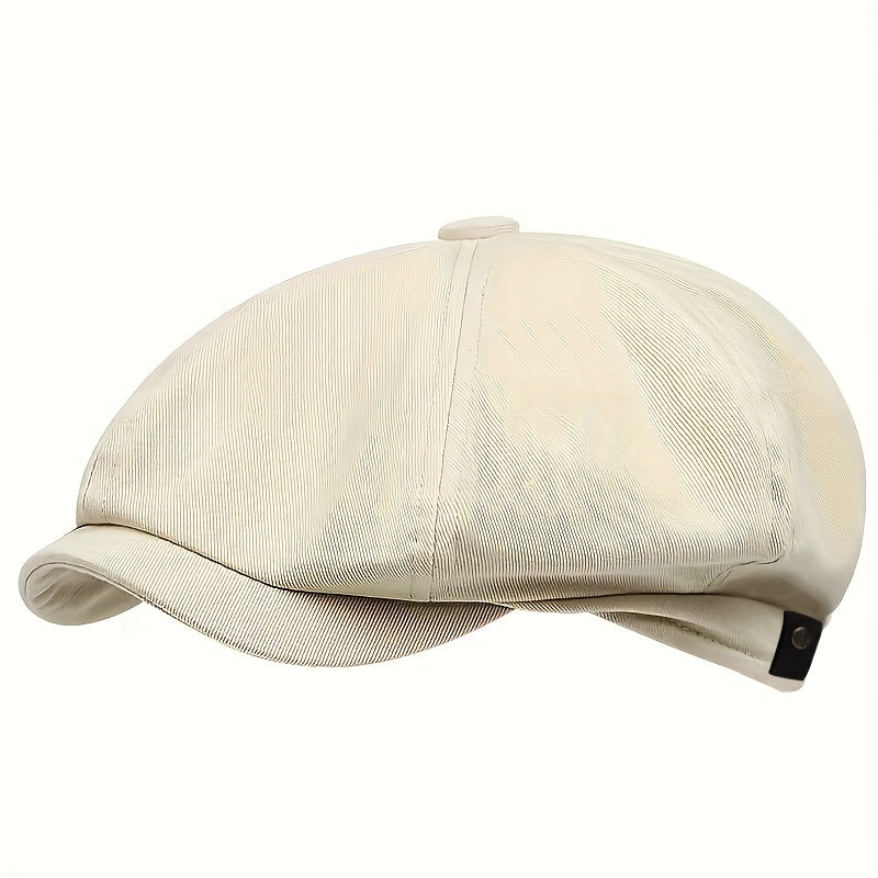 Men's herringbone flat cap, vintage look, classic retro style headwear.