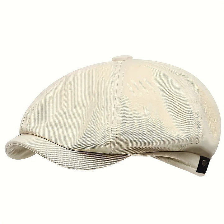 Men's herringbone flat cap, vintage look, classic retro style headwear.