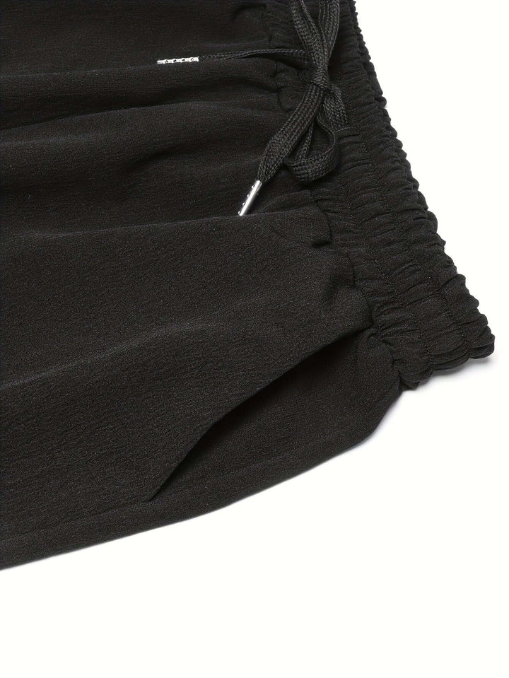 Women's Wide-Leg Drawstring Trousers with Pockets