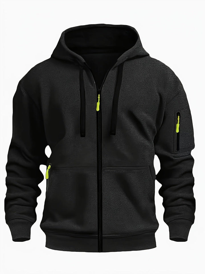 Everyday men's full-zip hooded top, comfortable and stylish.