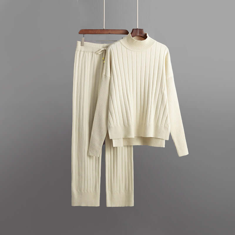 Women's Ribbed Knitted Two-Piece Lounge Set