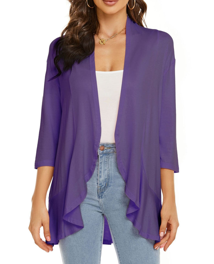 Women's lightweight open-front cardigan sweater, perfect for versatile layering & everyday comfort.
