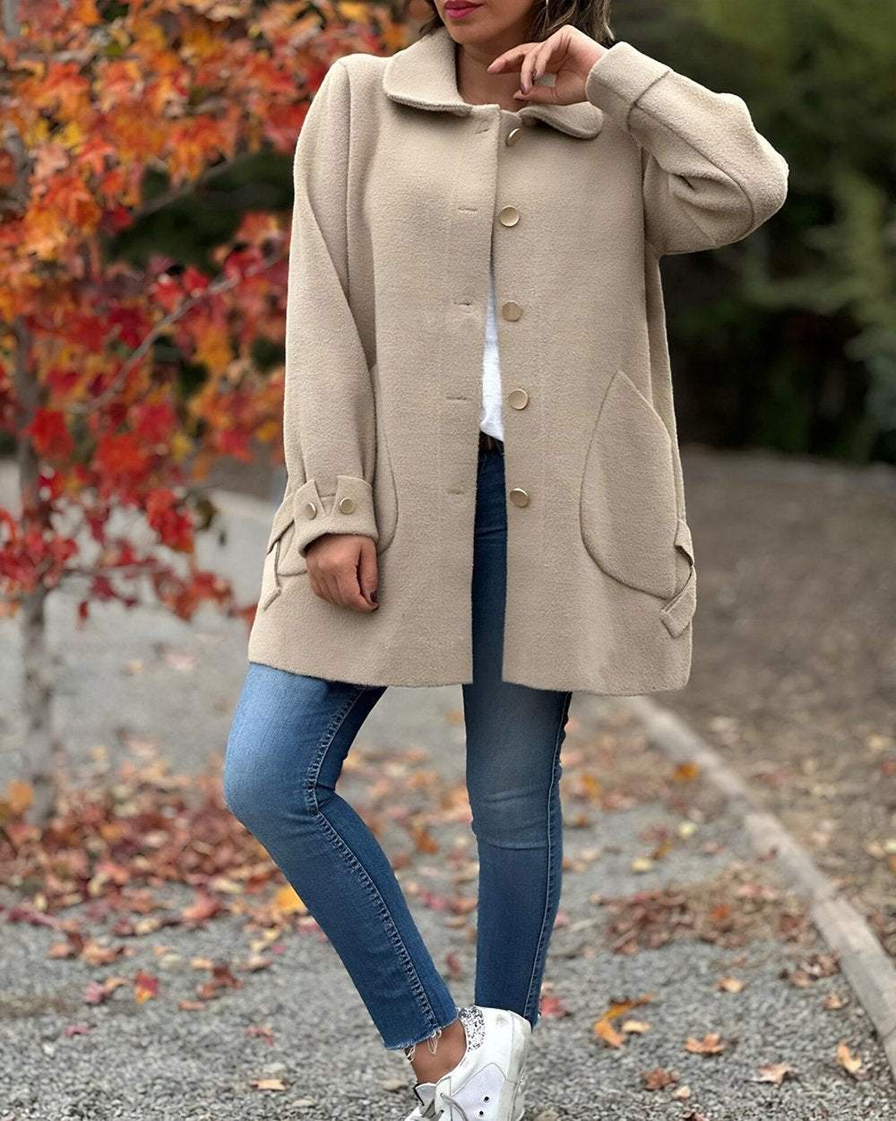 Women's chic elegant jacket with stylish side knot detail, versatile for office or casual wear.