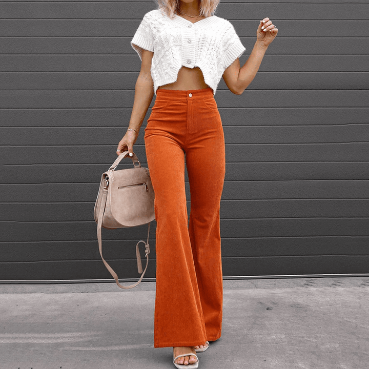 Women's High-Waisted Flared Trousers
