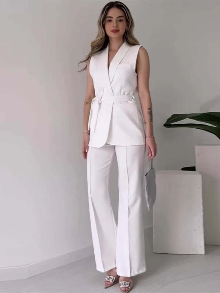 Women's Sleeveless Wide-Leg Suit