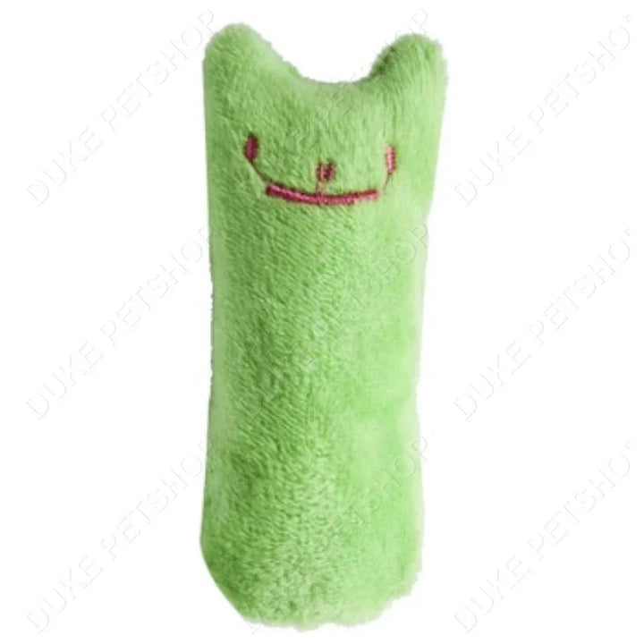 Durable cat chew toy with catnip for dental health and interactive feline fun.