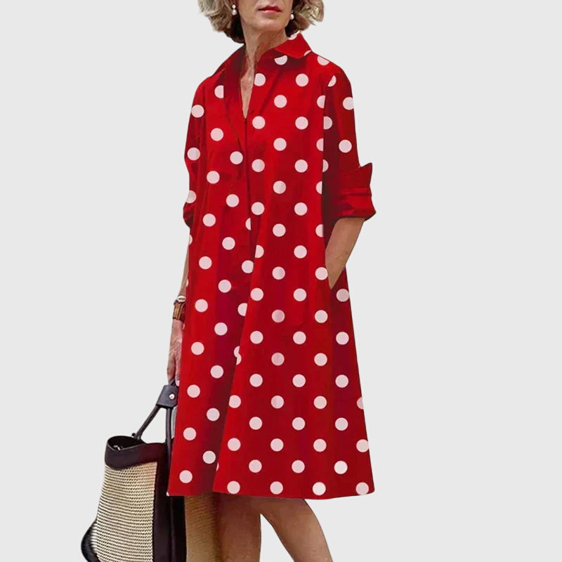 Fabric texture of a comfortable women's dress with pockets, emphasizing quality and soft feel.
