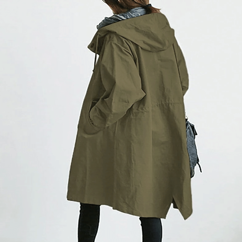 Comfortable women's winter jacket, waterproof & hooded, for fashion and protection.