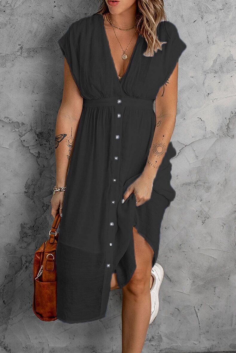Women's V-Neck Dress with Sleeves