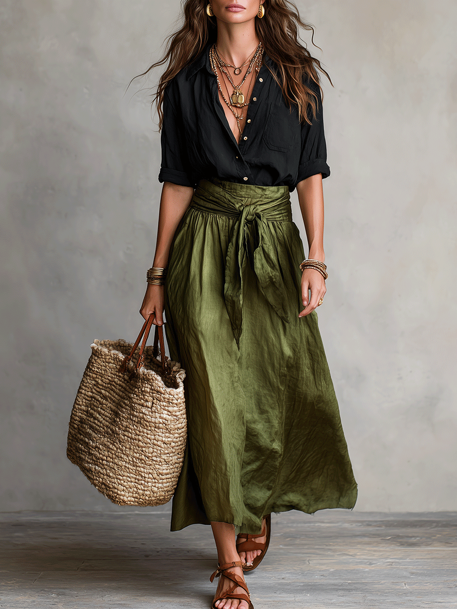 Chic Bohemian women's matching skirt and stylish top co-ord set, perfect for casual resort wear.