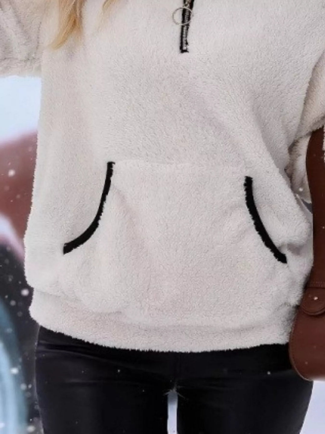 Women's cozy half-zip pullover, essential for winter fashion & relaxed fit.