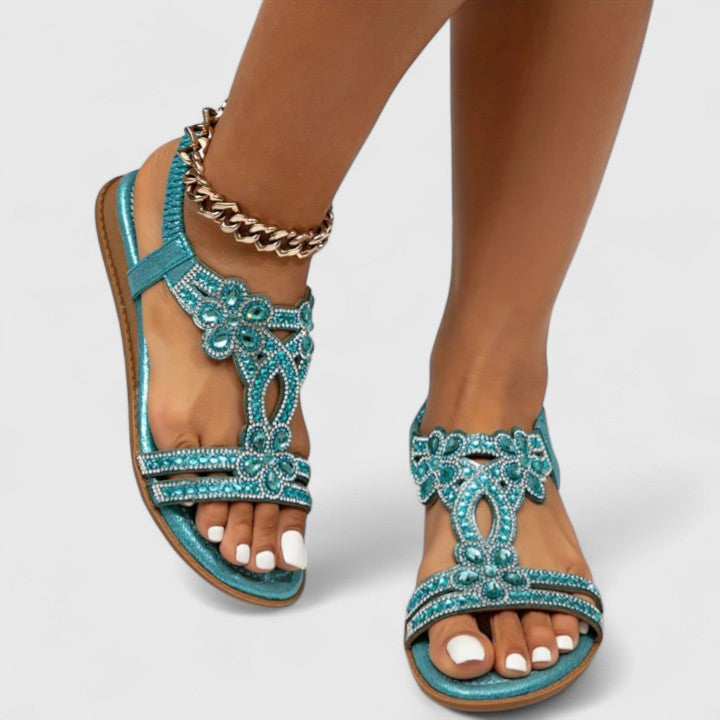 Stylish women's orthopedic beaded sandals offer all-day comfort and elegant foot support.