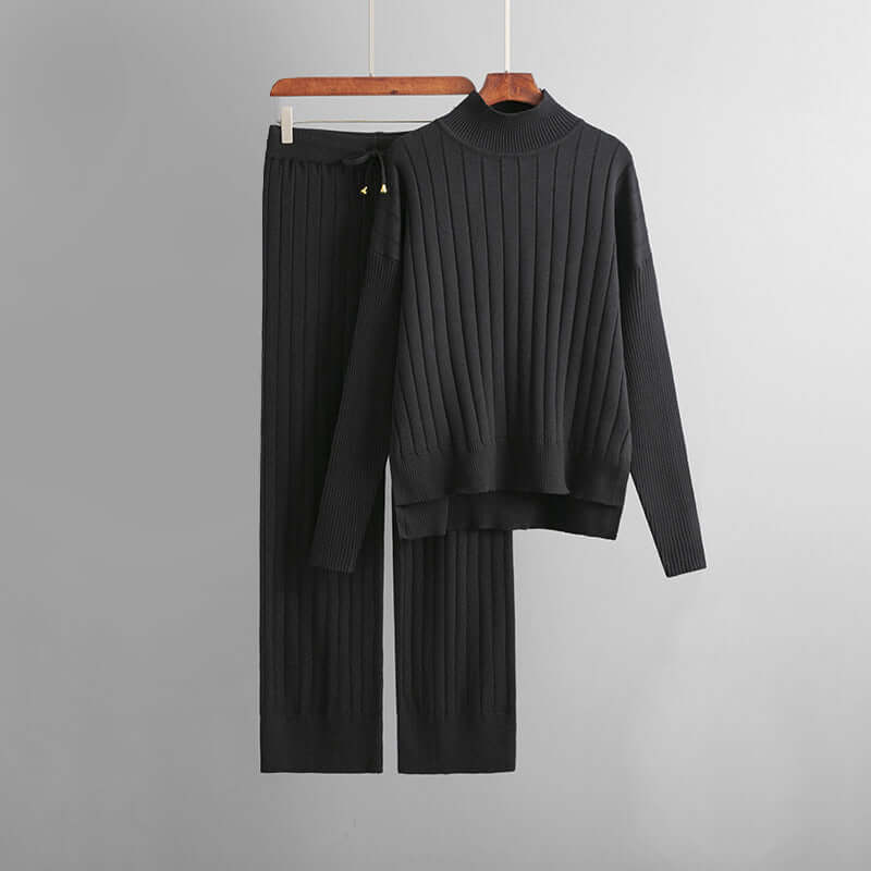 Women's Ribbed Knitted Two-Piece Lounge Set