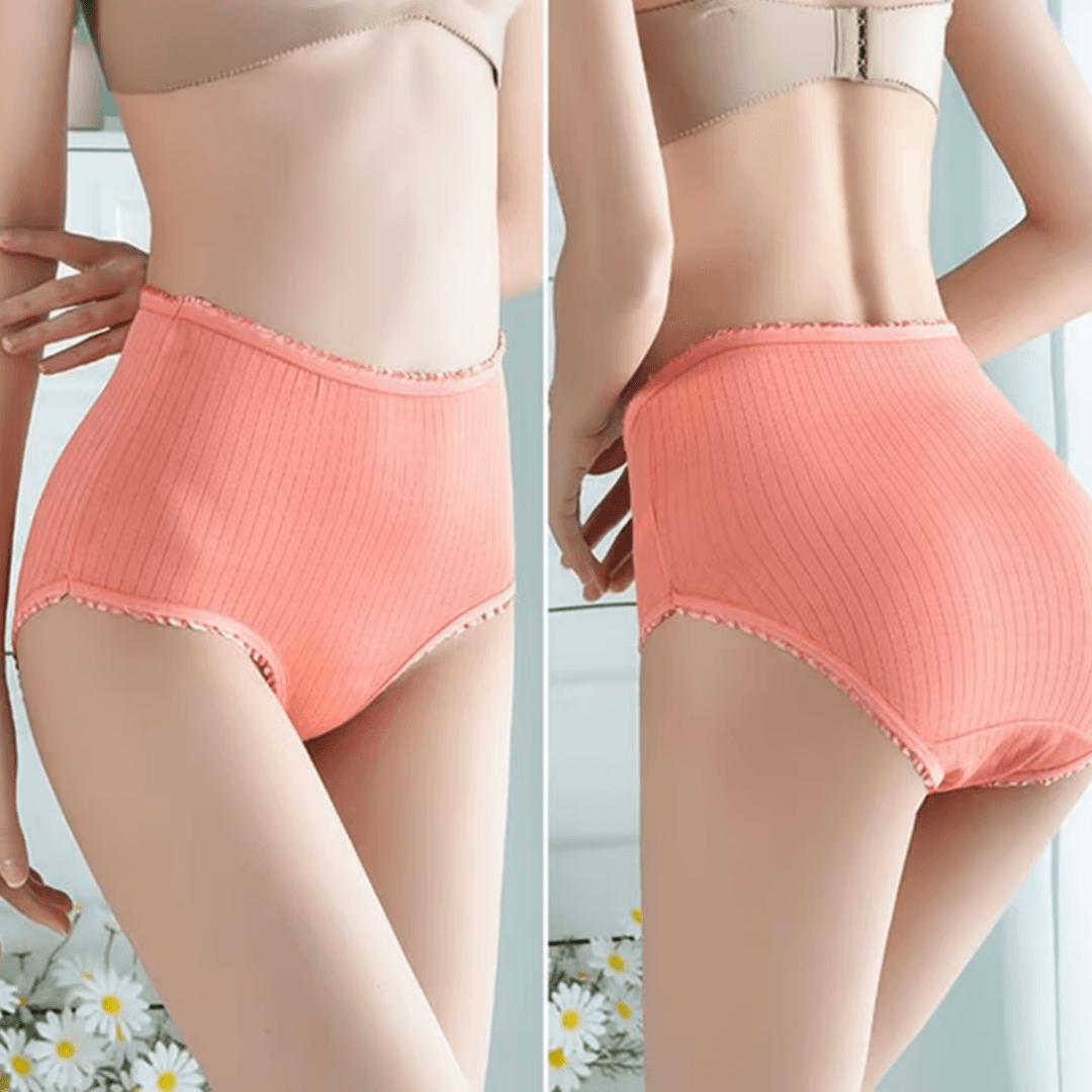 Discreet ribbed design leakproof briefs for women, a protective & comfortable 3-pack.