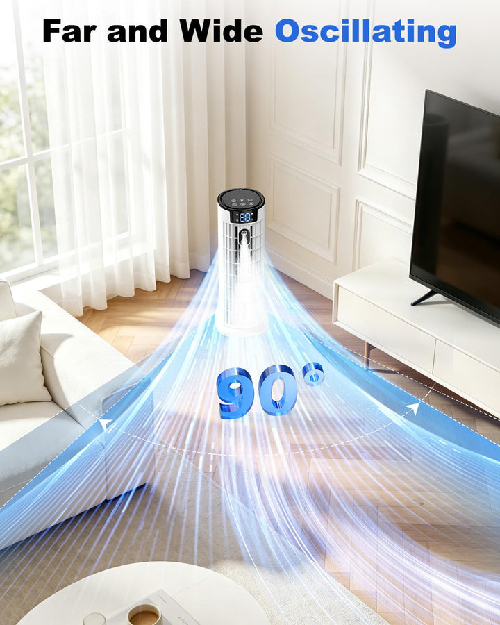Portable air cooler showcasing mist function & remote control; perfect as a humidifier & personal cooling device.