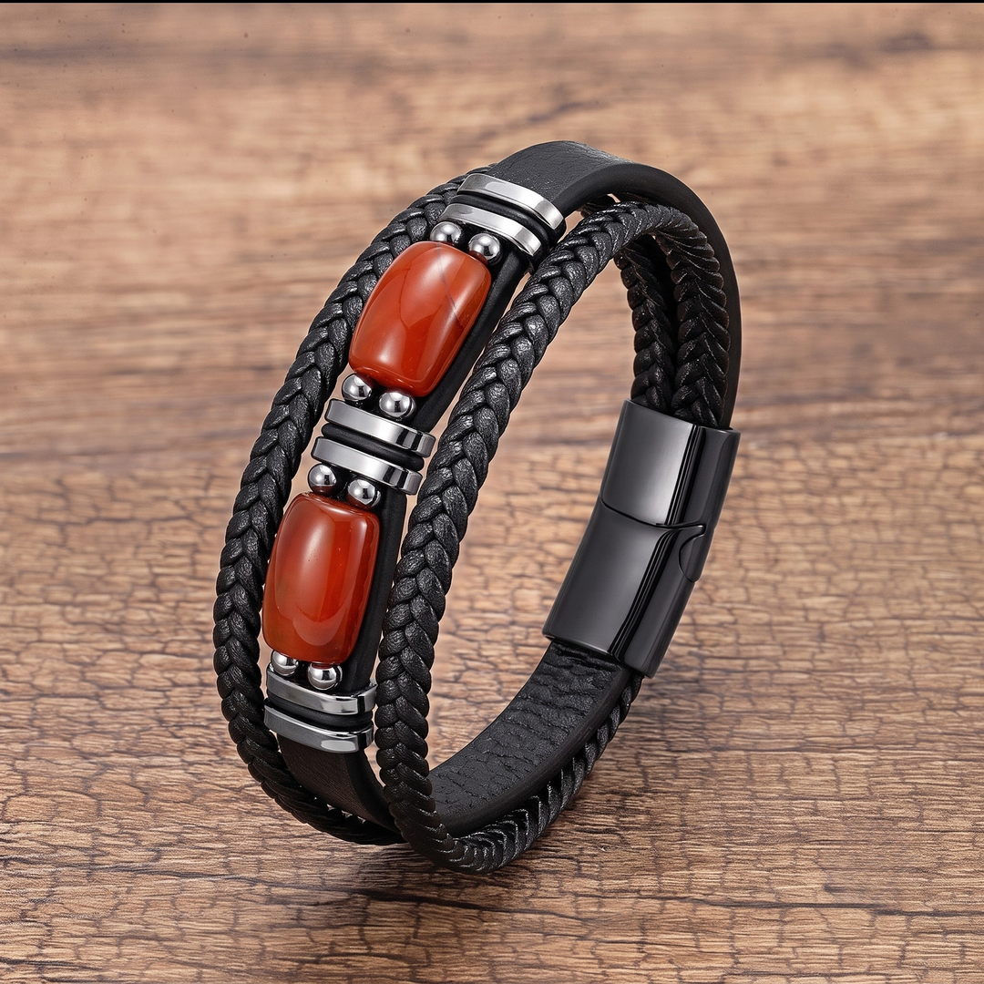 Versatile men's braided tiger eye bracelet, a stylish stone accessory perfect for everyday wear.