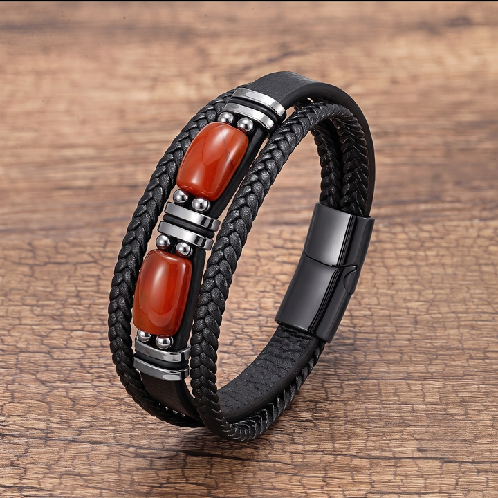 Versatile men's braided tiger eye bracelet, a stylish stone accessory perfect for everyday wear.