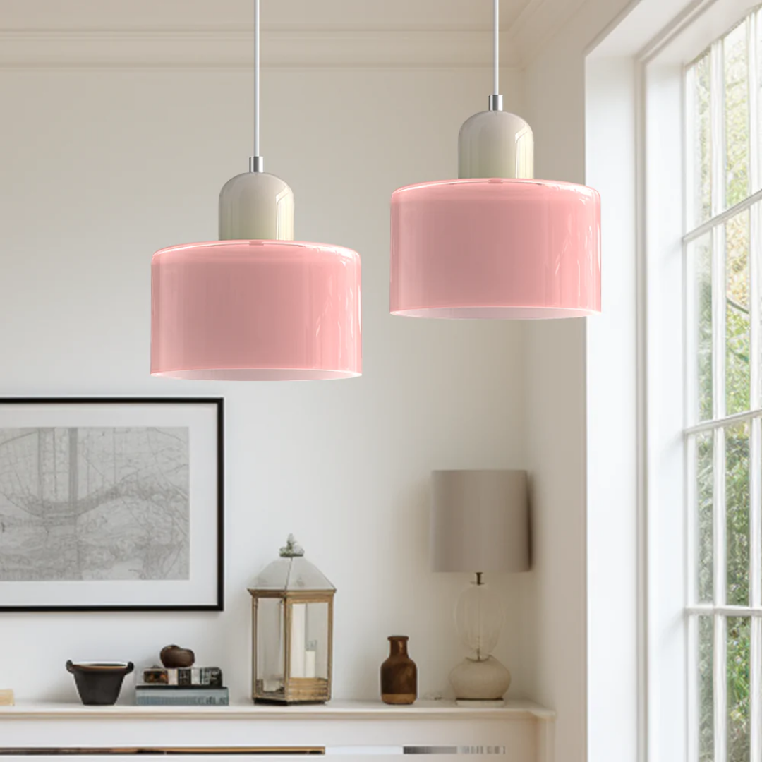 Elegant vintage glass pendant lamp with adjustable cord for charming home illumination.
