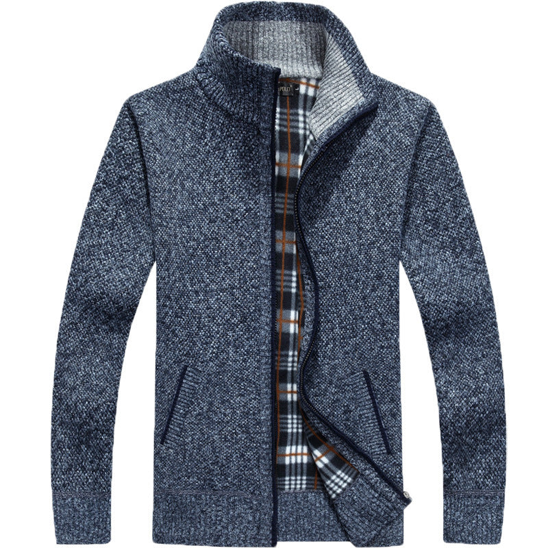 Men's casual full-zip outerwear jacket, featuring a stand collar for warmth and style.