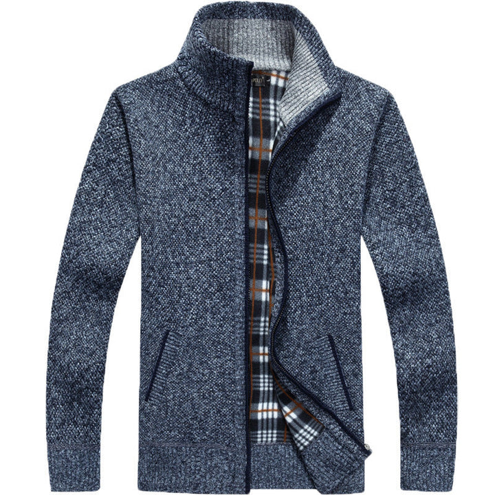 Men's casual full-zip outerwear jacket, featuring a stand collar for warmth and style.