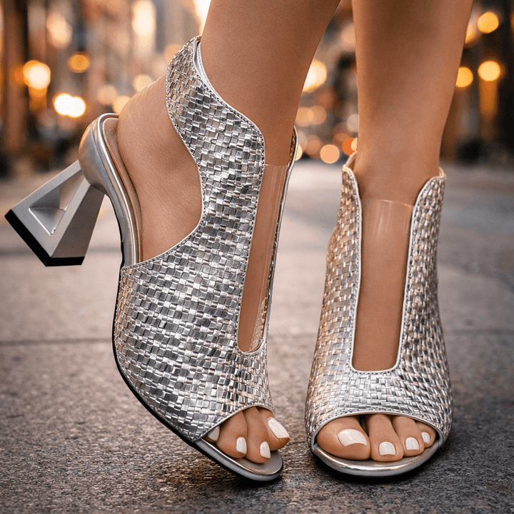 Women's Viviana elegant geometric heels for modern style and special occasions.