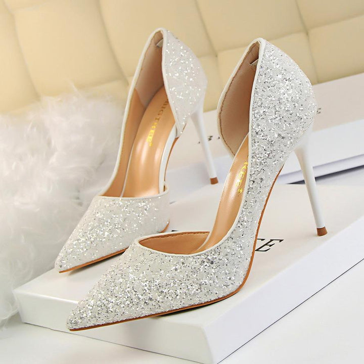 Elegant women's glittering stiletto heels, perfect for evening wear & special occasions.