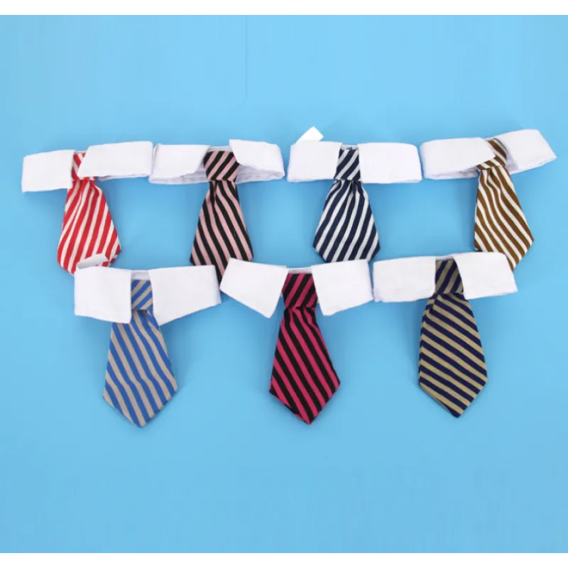 Unisex elegant pet collar with a tie, a striped accessory for dogs and cats.