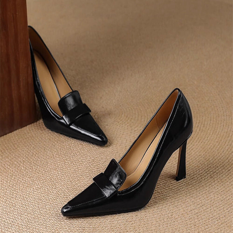Classic women's slim heel shoes with a pointed toe, embodying elegant and confident style.