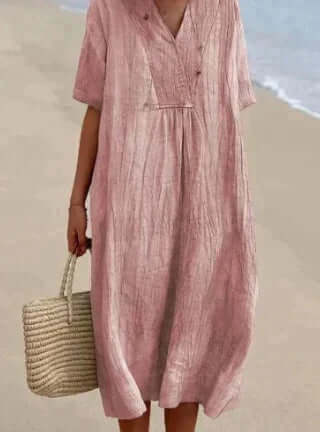 Women's Linen-Like Midi Dress