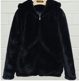 Plush women's hooded jacket, offering cozy warmth and stylish comfort for chilly fall and winter days.
