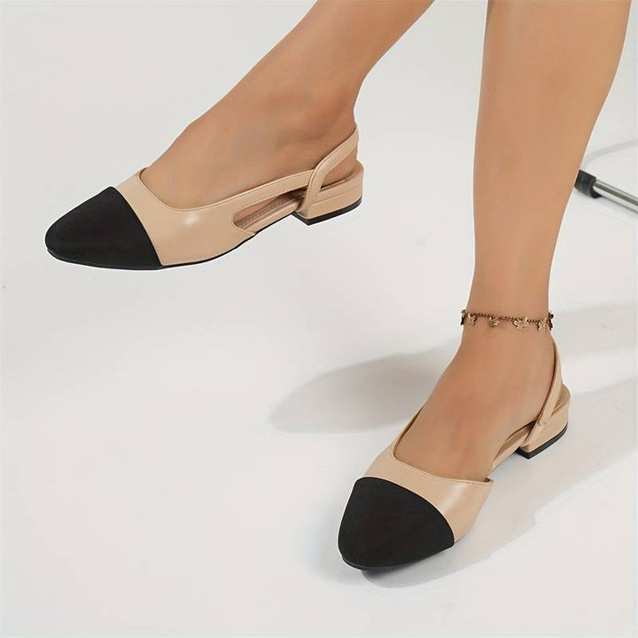 Versatile women's beige & black slingback ballerinas, perfect for everyday chic comfort.