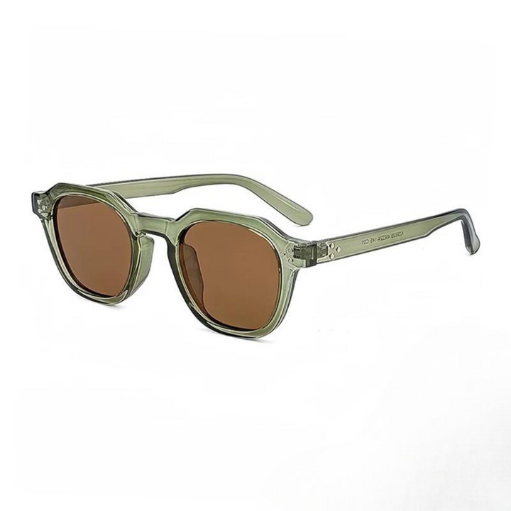 Unisex angular sunglasses with UV400 protection, modern design.